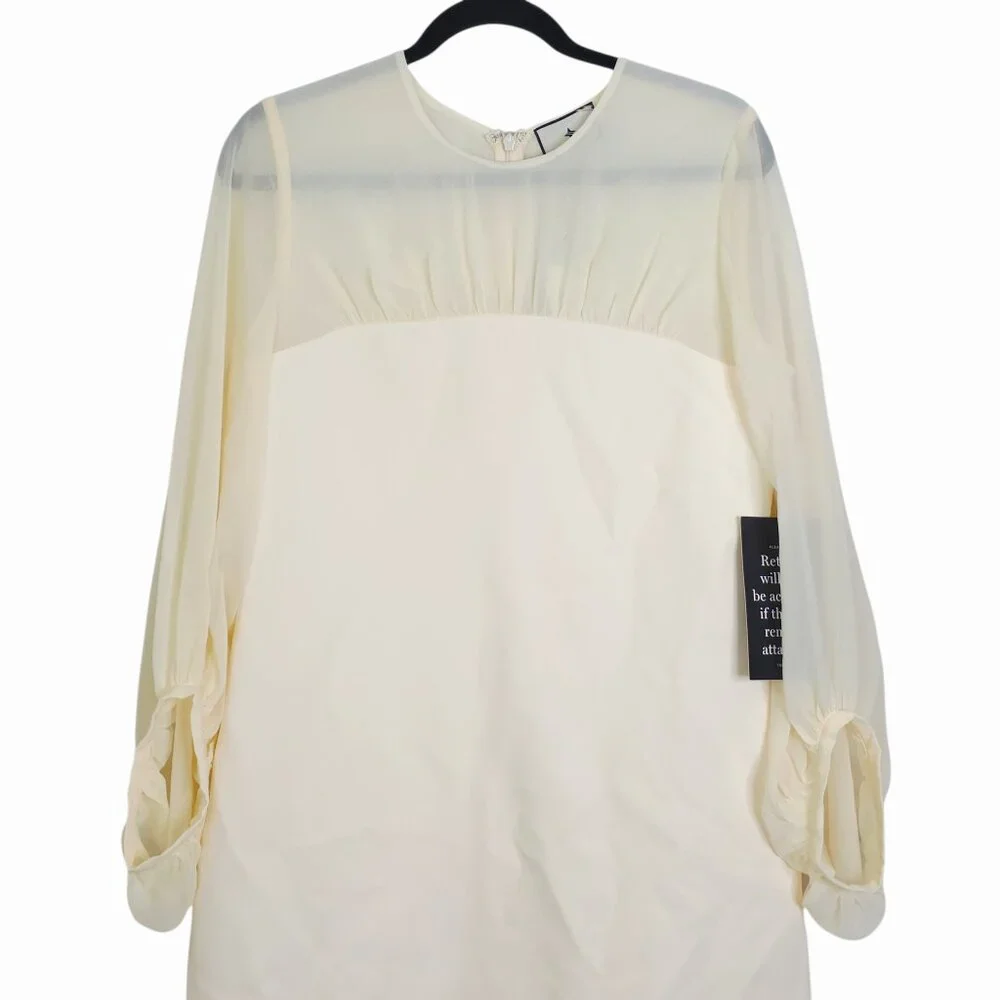 Tuckernuck Lorraine Dress Ivory Chiffon Pleated Drop Waist Bridal NWT Size M - Picture 5 of 10